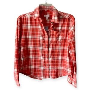 Cat & Jack Orange Plaid Button-Up Shirt
